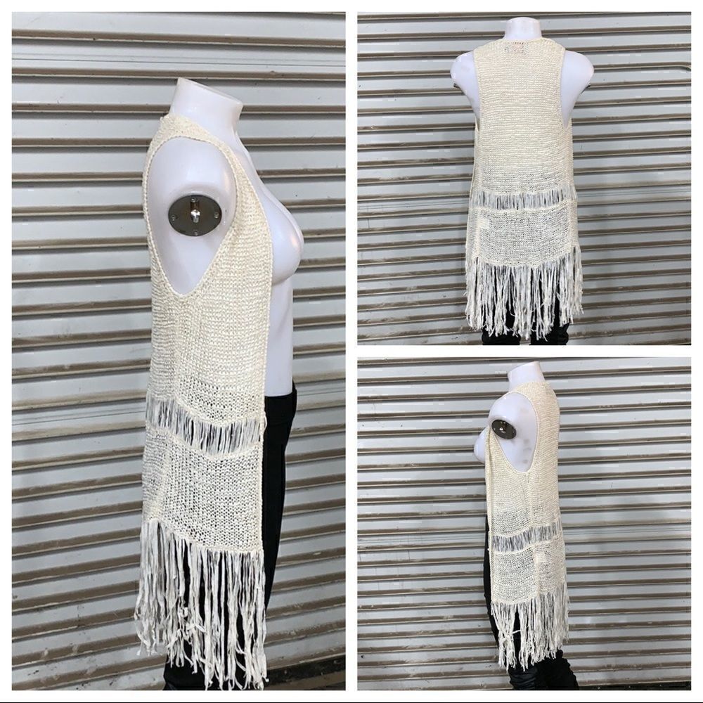 Sweet & Sinful crocheted vest with fringe